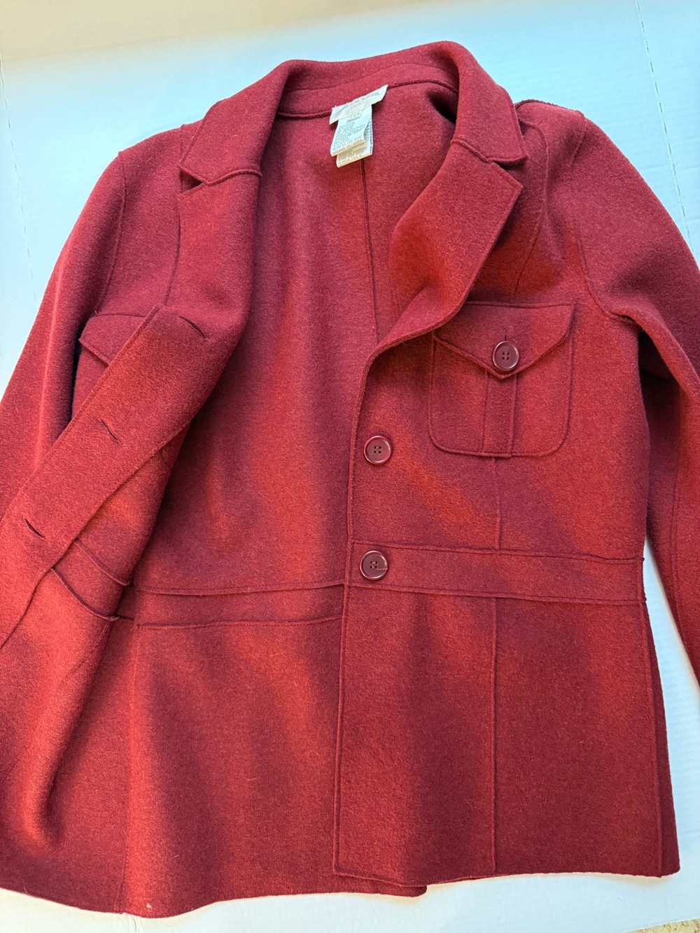 Jones New York Sport Classic Women's Red Wool Blend Button Jacket small - Picture 4 of 8